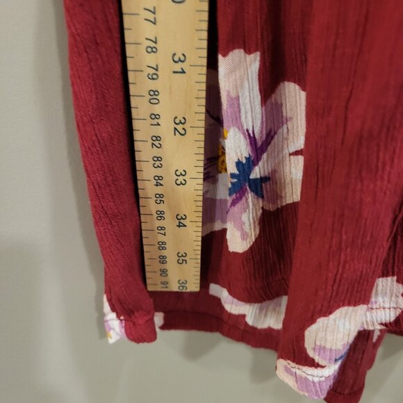Old Navy Women Red Floral Dress Size XL Casual Boho Beach Hem Ruffle - Picture 5 of 5